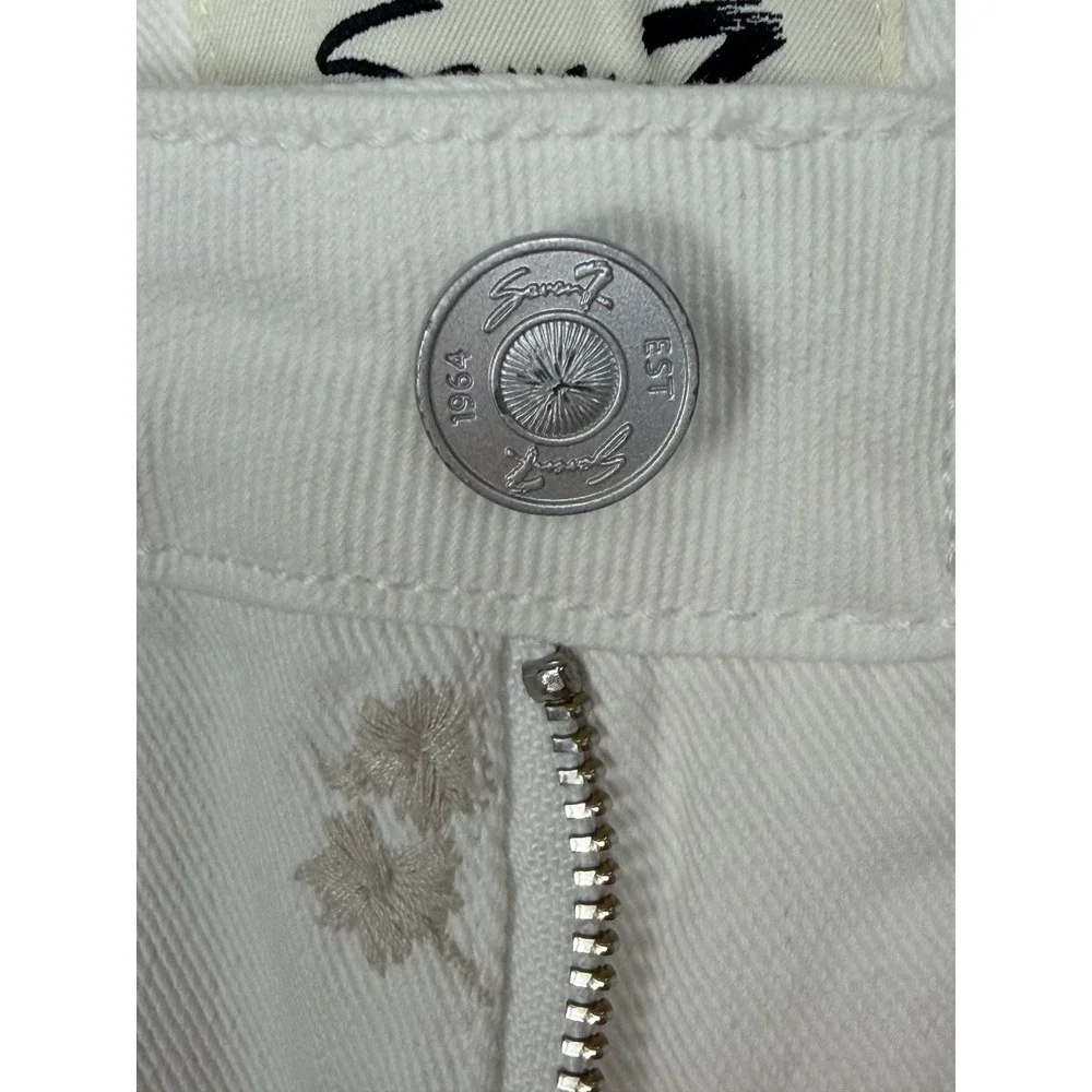 Seven7 Floral Embroidered Skinny‎ Jeans Womens 6 White Excellent High Rise Pants